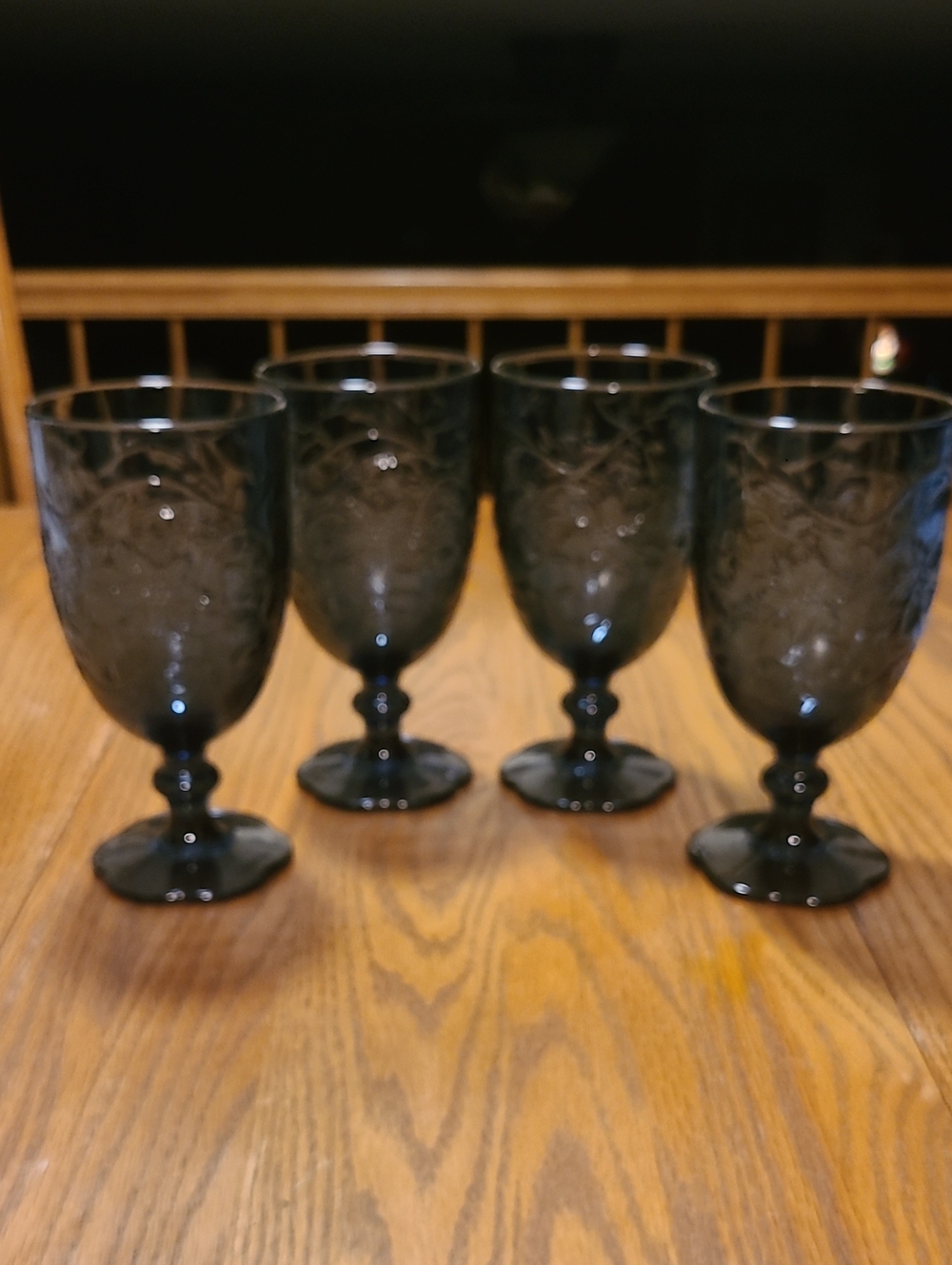 Princess House Blue Fantasia Footed Goblet Glasses - Set of 4